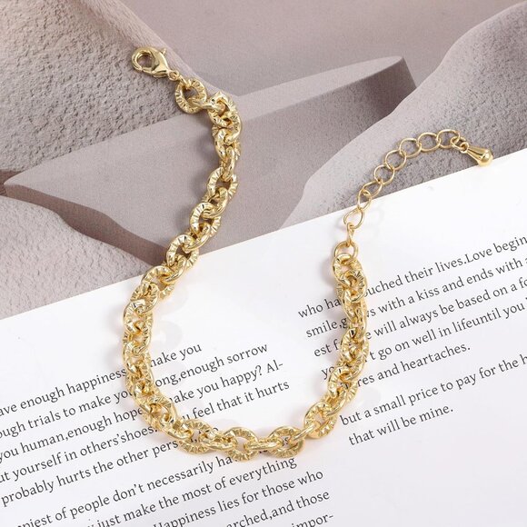 Gold 2 Italian Designer Inspired Rope Statement Chunky Bracelets for Women - Picture 5 of 5